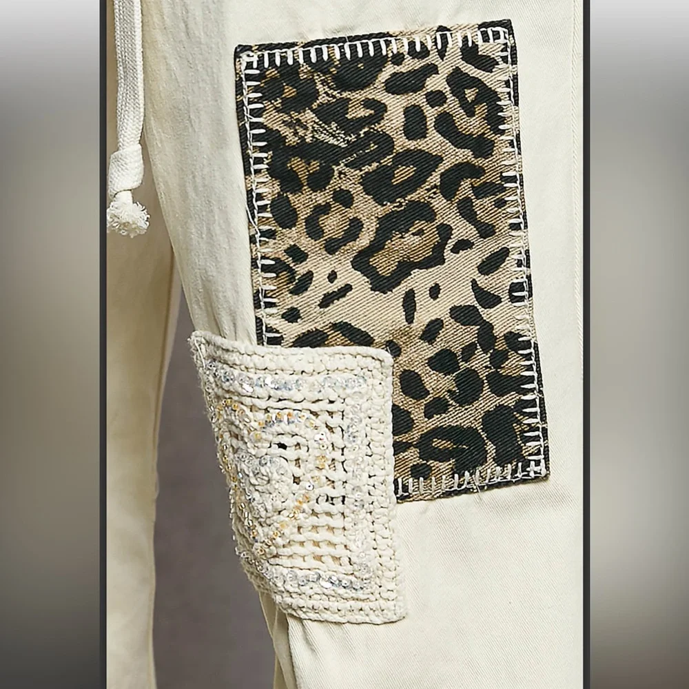 POL Cream Twill Pants with Patchwork - Picture 6 of 8